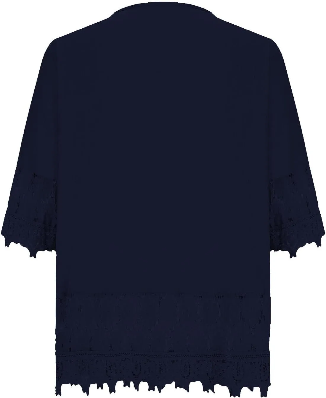 3/4 Length Sleeve Womens Boho Tops Cotton Linen Mexican Embroidered Shirts Plus Size Flowy Lace Tunic Peasant Blouses