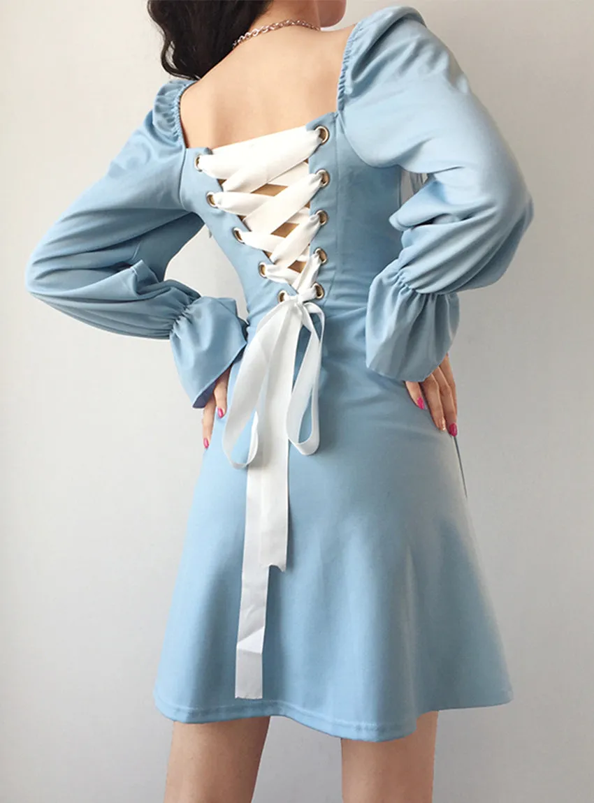A line long sleeve little dress black dress     S78