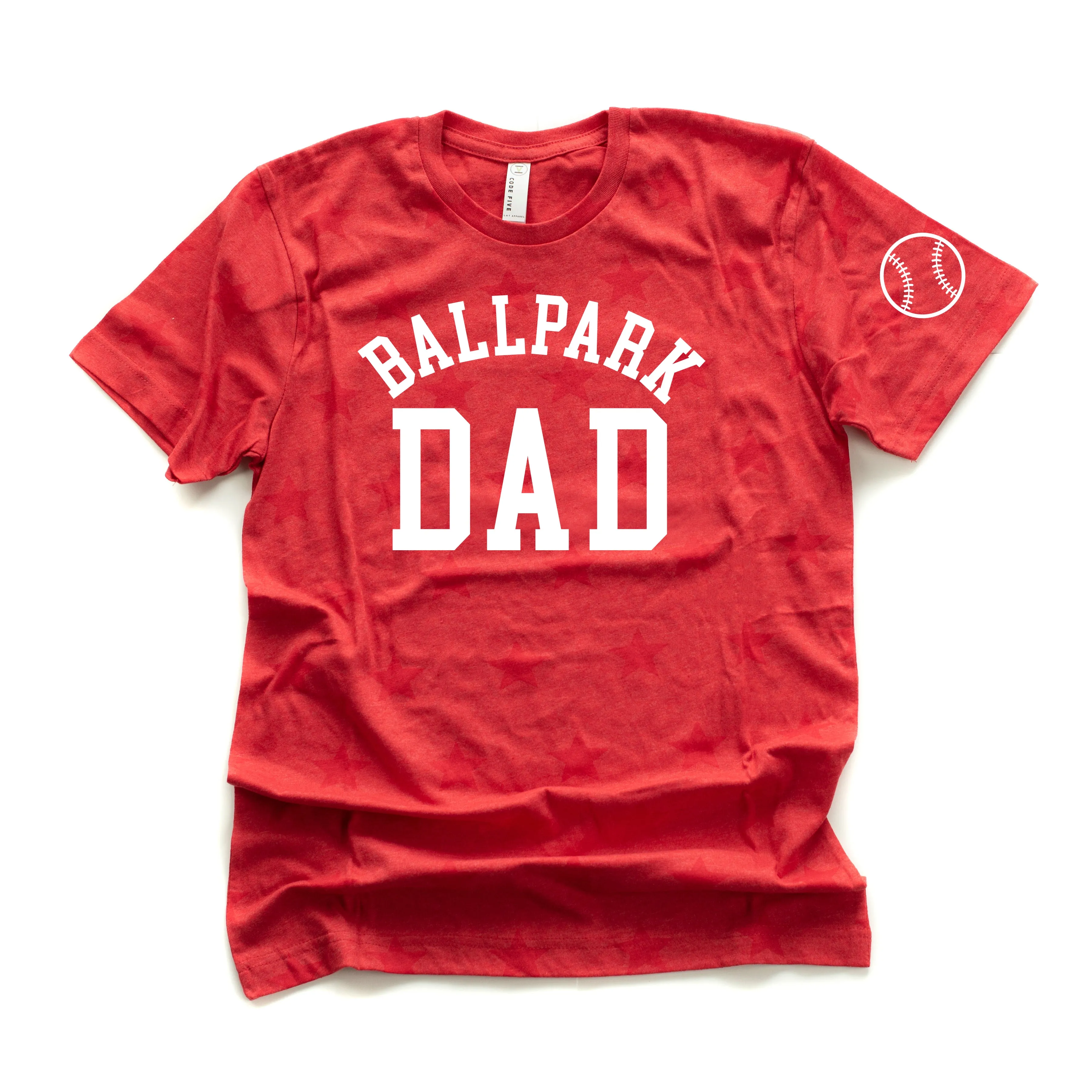 Ballpark Dad - Baseball Detail on Sleeve - Unisex STAR Tee