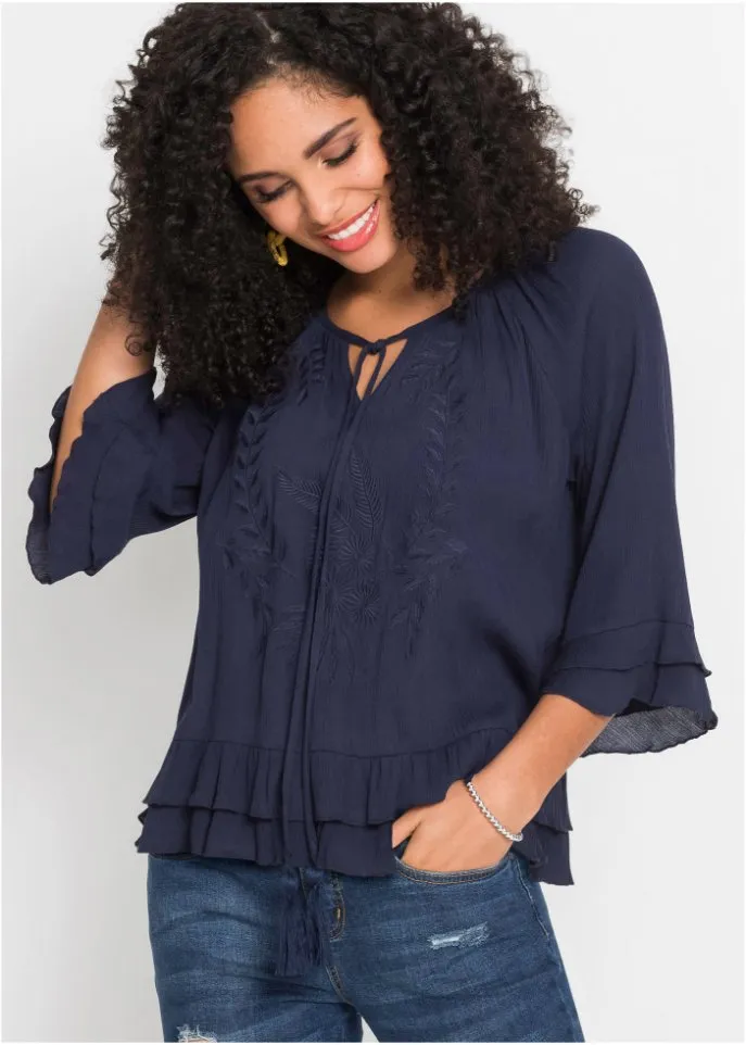 Bodyflirt embroidered tunic, blue