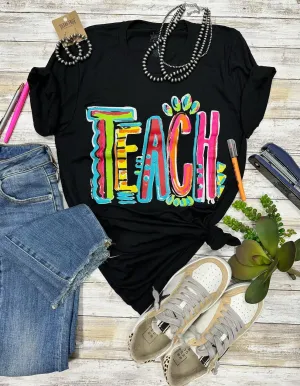 Callie’s Colorful Teach Vintage Black Tee