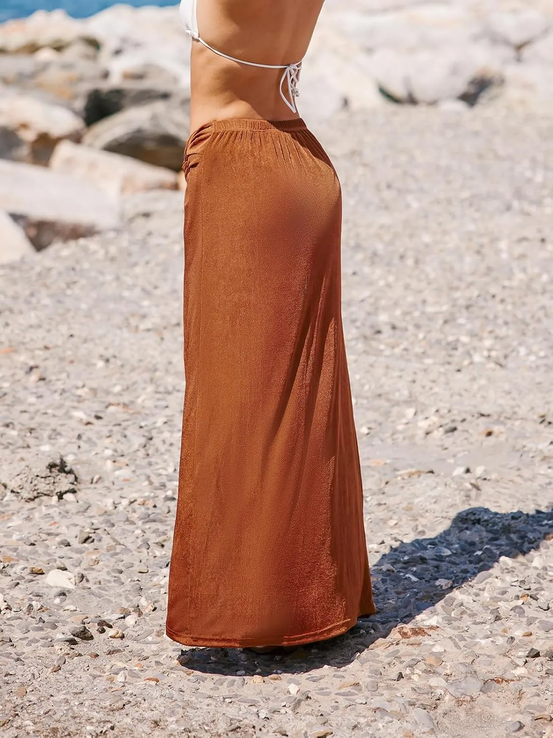 CUPSHE Womens High Waist Maxi Skirt Split Summer Casual Long Pencil Ruffled Dressy Skirts