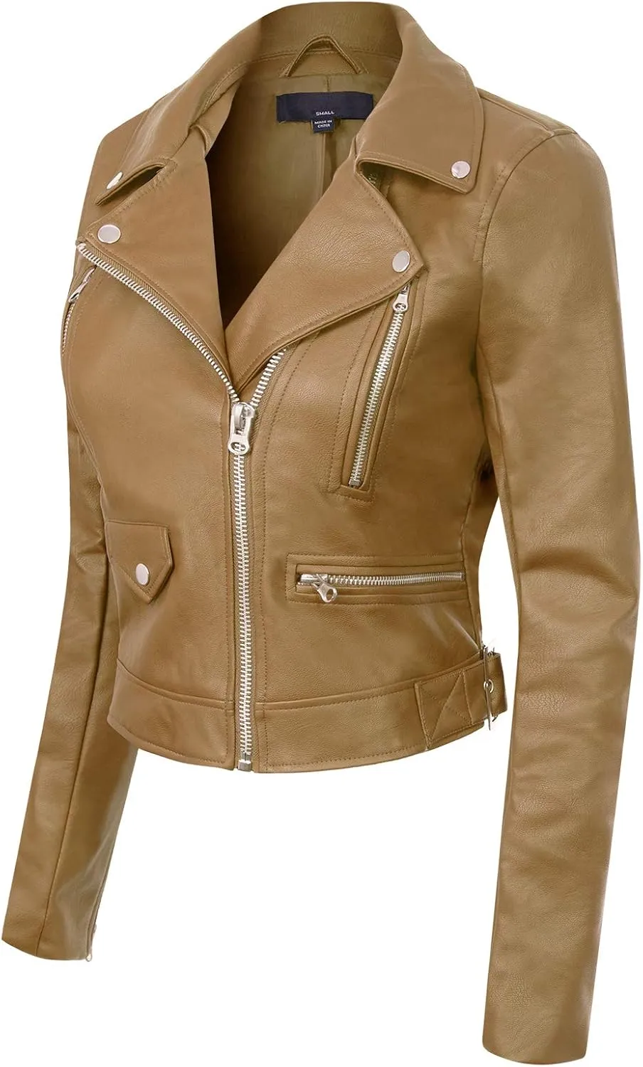 Design by Olivia Women's Long Sleeve Zipper Closure Moto Biker Faux Leather Jacket