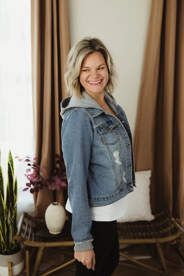 Distressed Hooded Denim
