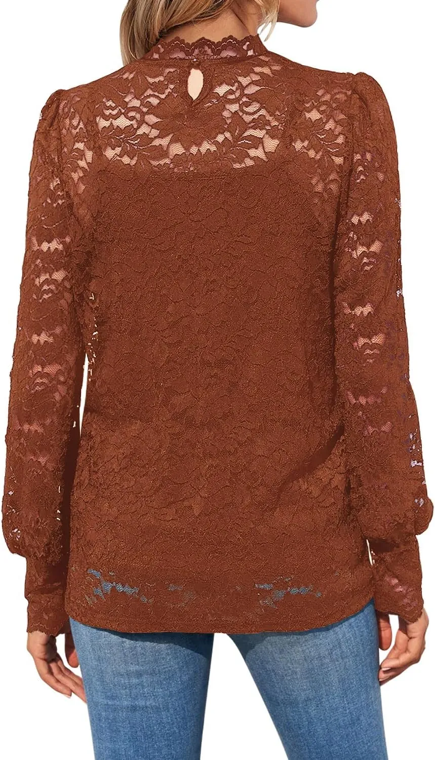 DOROSE Womens Tops and Blouses Dressy Casual Lace Floral Long Sleeve Shirts