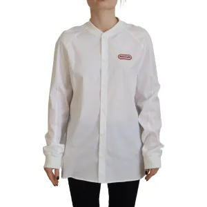 Dsquared² White Cotton Button Down Long Sleeves Crewneck Top