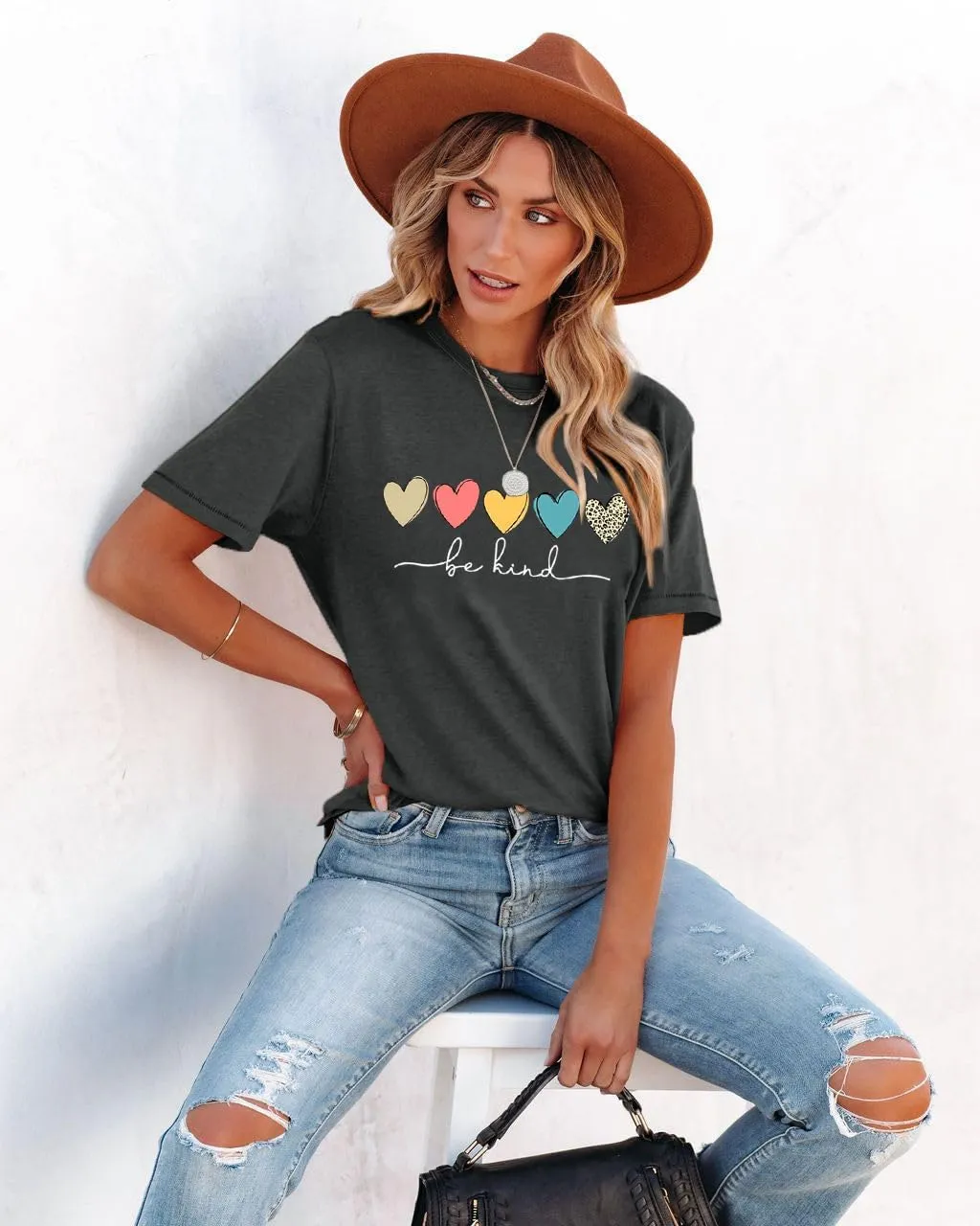 Kindness Shirt for Women Summer Casual Short Sleeve Inspirational Tee Tops