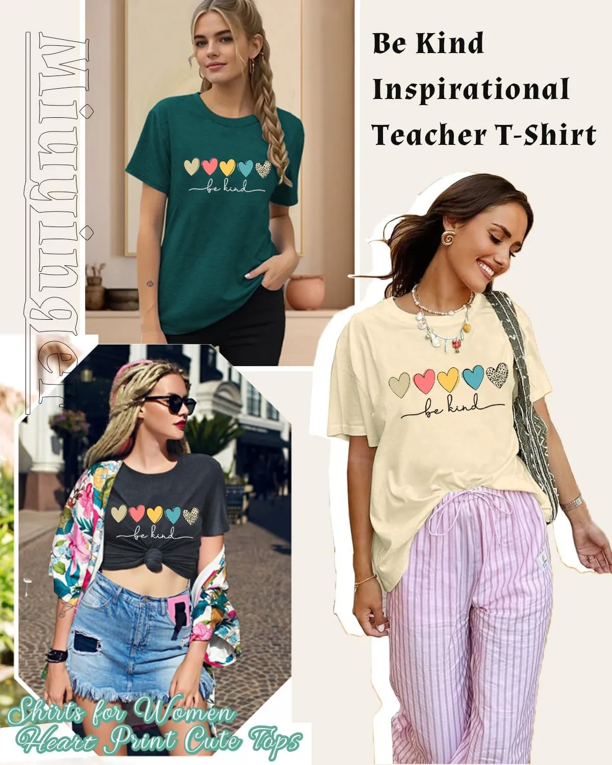 Kindness Shirt for Women Summer Casual Short Sleeve Inspirational Tee Tops