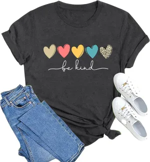 Kindness Shirt for Women Summer Casual Short Sleeve Inspirational Tee Tops