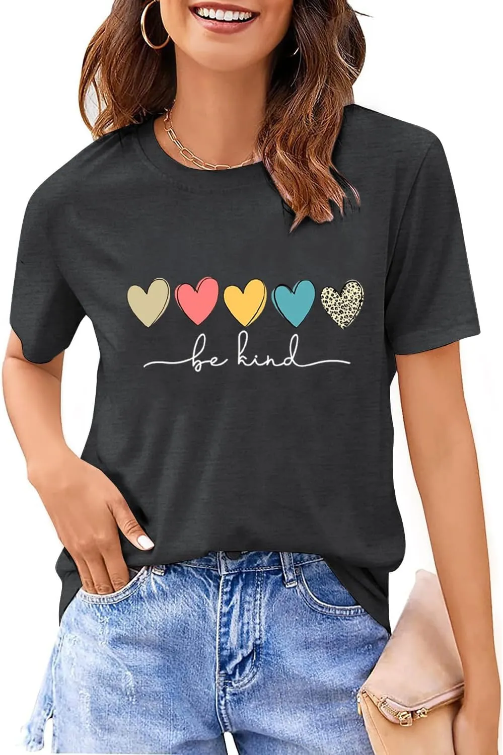 Kindness Shirt for Women Summer Casual Short Sleeve Inspirational Tee Tops