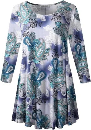 LARACE 3/4 Sleeve Shirts for Women Plus Size Tunic Dressy Top Loose Fit Flare T-Shirt
