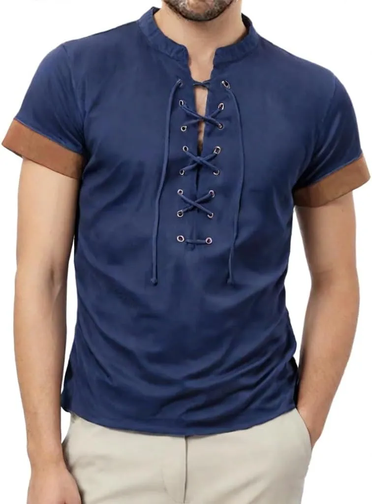 Men's Knit Shirts Short Sleeve Casual Stand-up Collar Polo Shirt Summer Beach Vacation Shirts