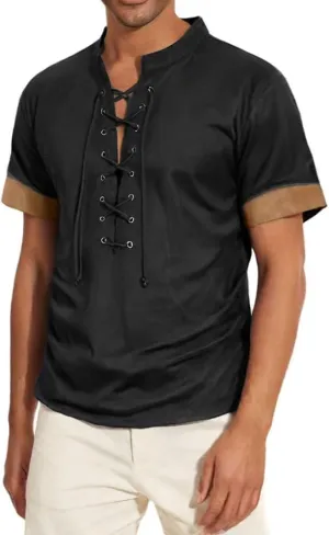 Men's Knit Shirts Short Sleeve Casual Stand-up Collar Polo Shirt Summer Beach Vacation Shirts