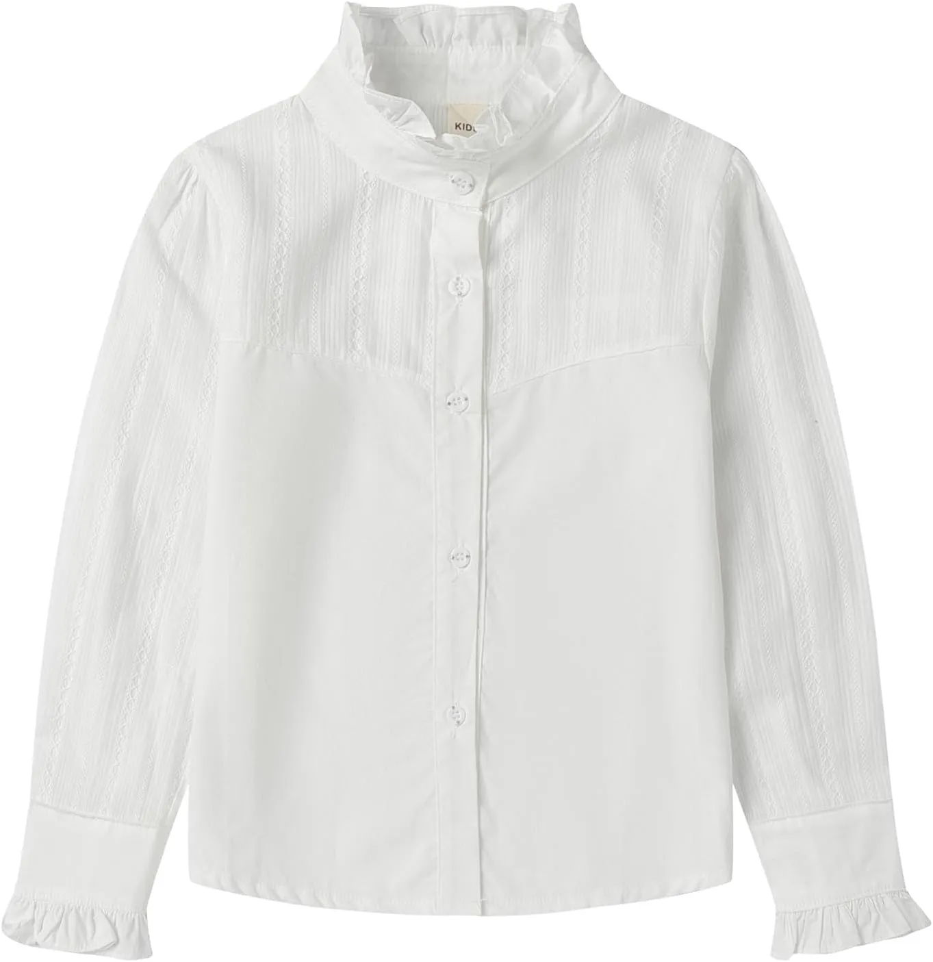 Mud Kingdom Girls Blouse Shirts Spring Fall Long Sleeve Button-Down Top Ruffle Collar