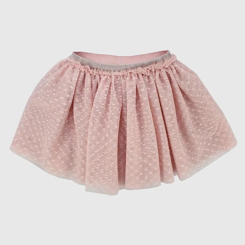 Pink Dotted Ruffled Skirt