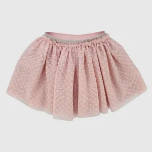 Pink Dotted Ruffled Skirt