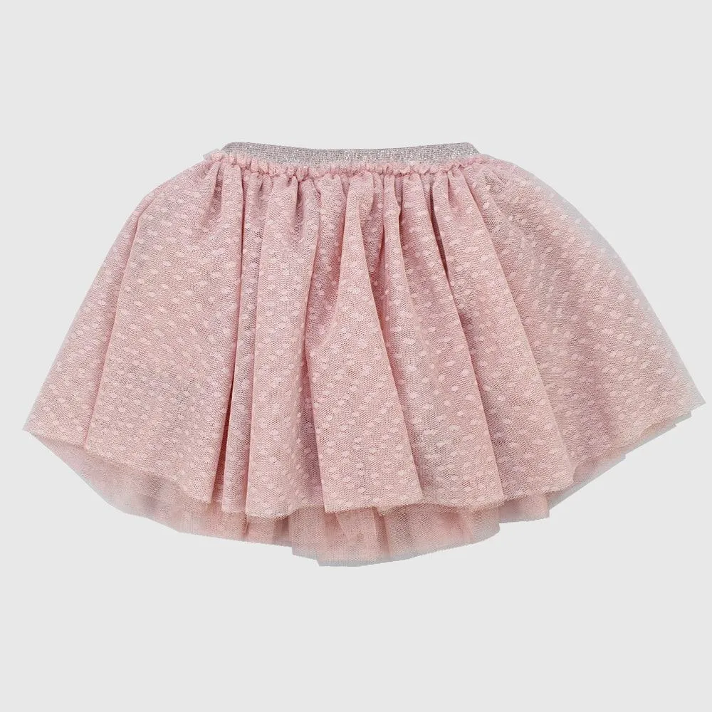 Pink Dotted Ruffled Skirt
