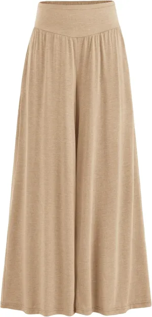 PRETTYGARDEN Women's Summer Wide Leg Trouser Pants Casual High Waisted Flowy Palazzo Lounge Pant with Pockets