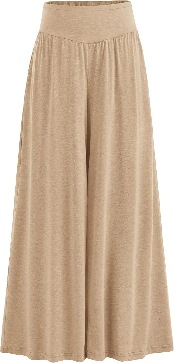 PRETTYGARDEN Women's Summer Wide Leg Trouser Pants Casual High Waisted Flowy Palazzo Lounge Pant with Pockets