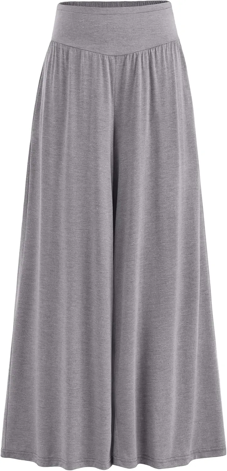PRETTYGARDEN Women's Summer Wide Leg Trouser Pants Casual High Waisted Flowy Palazzo Lounge Pant with Pockets