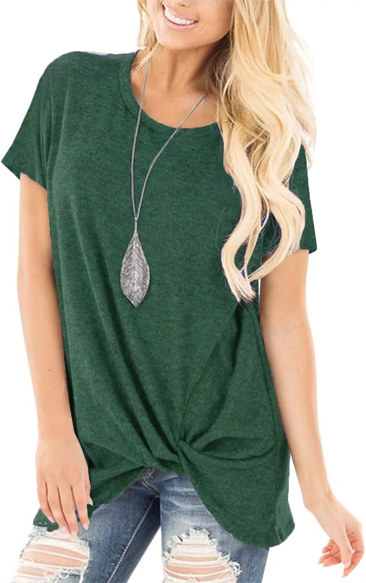 SAMPEEL Women's Casual Shirts Twist Knot Tunics Tops