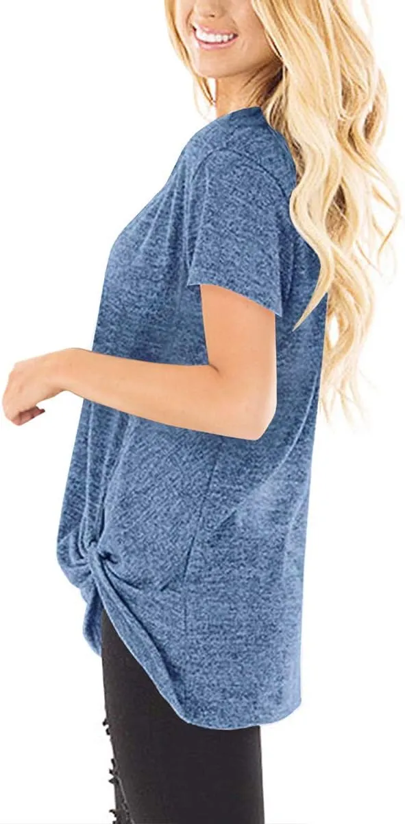 SAMPEEL Women's Casual Shirts Twist Knot Tunics Tops
