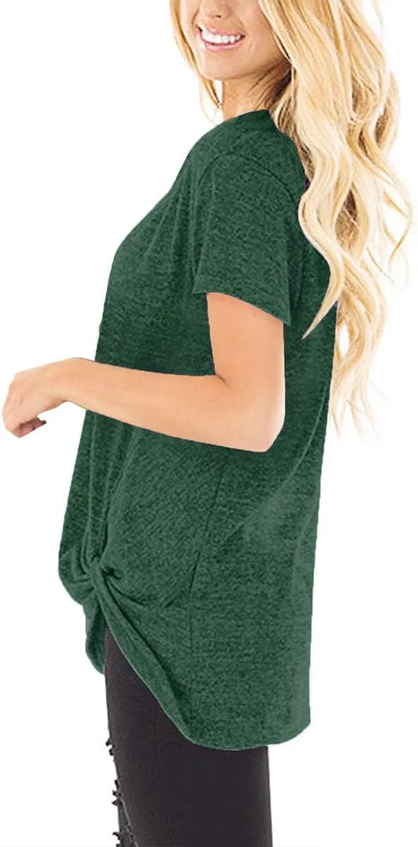 SAMPEEL Women's Casual Shirts Twist Knot Tunics Tops