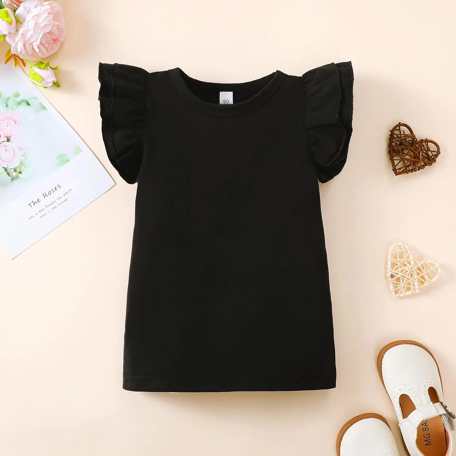 Toddler Kid Baby Girl T Shirt Blouse Ruffle Top Cotton Casual Tees Clothes 2-Pack 2-6T