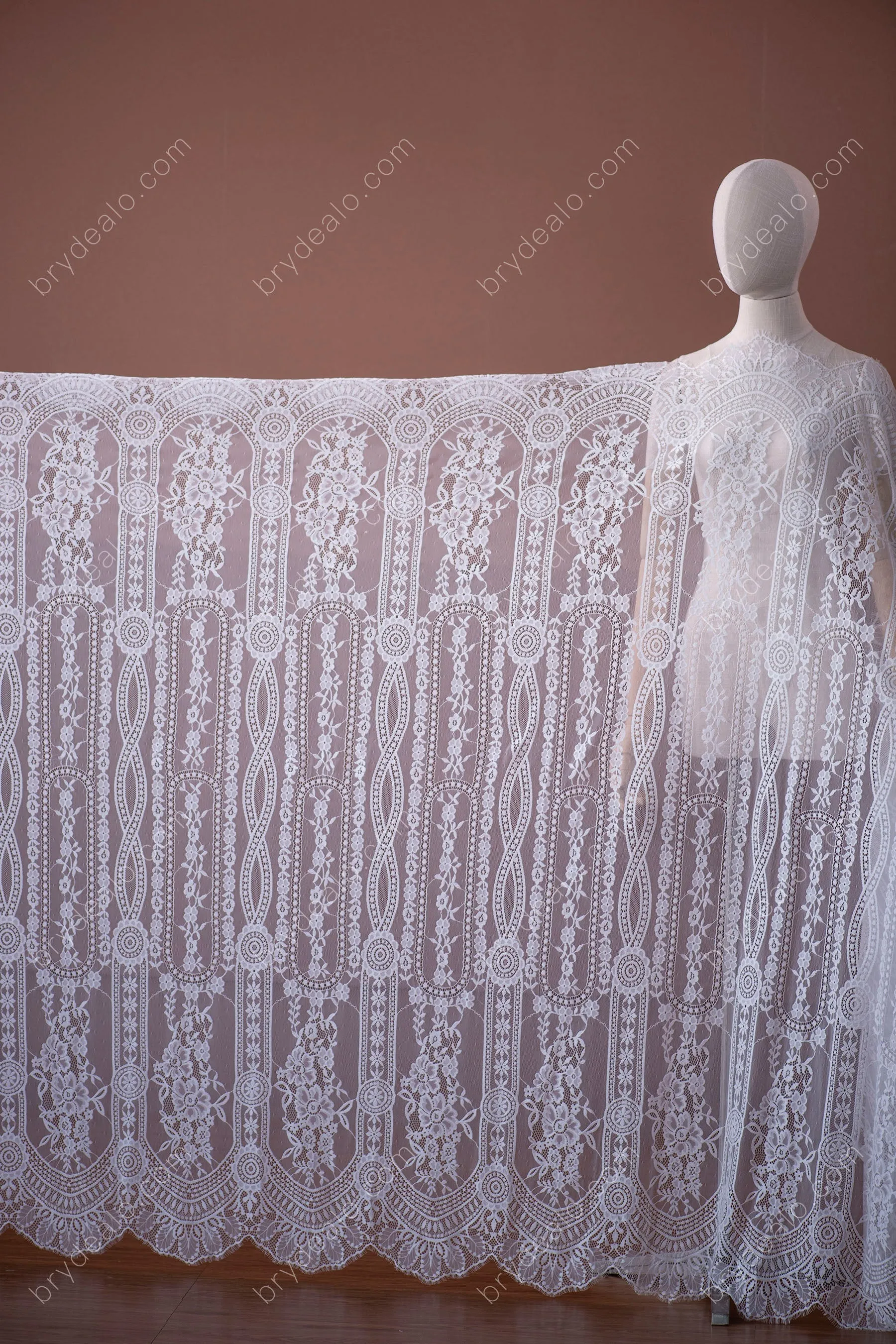 Unique Patterned Geometric Scalloped Eyelash Lace Fabric