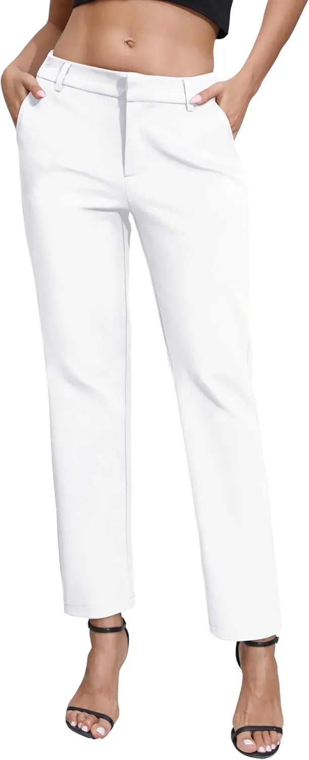 Urban CoCo Women's Elastic Waisted Dress Pants Business Work Casual Stretch Slacks with Pockets