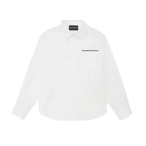 White Button Down Pocket Logo Shirt