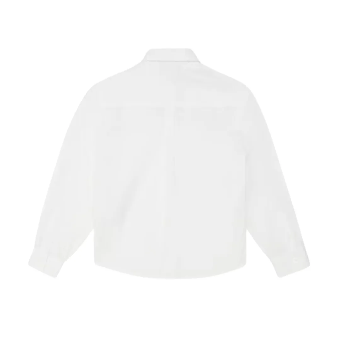 White Button Down Pocket Logo Shirt