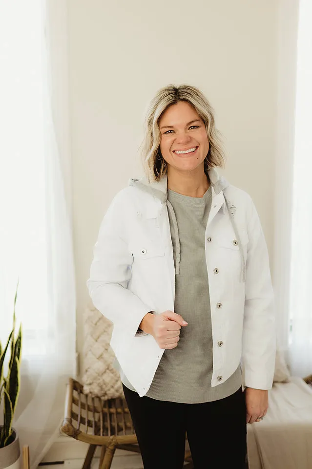 White Hooded Denim Jacket