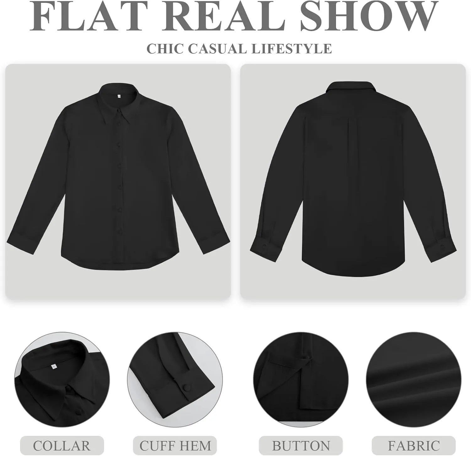 Women's Button Down Dress Shirts Long Sleeve Stretch Blouse Work Office Casual Chiffon Tops
