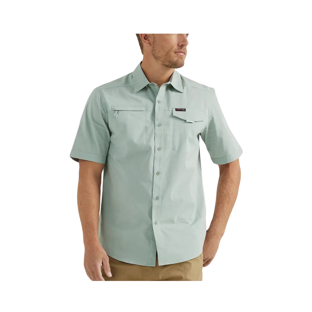 Wrangler Men's Asymetrical  Zip Pocket Green Bay Shirt